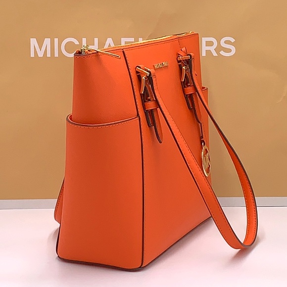 MICHAEL KORS Jet Set Large Crossgrain Leather Top-Zip Charlotte Tote Bag… - Picture 5 of 14